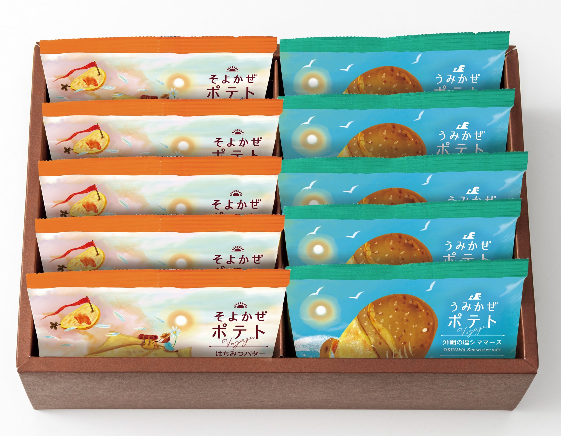 旅するポテト真空フライ製法　うみかぜポテト（沖縄の塩シママース）、そよかぜポテト（はちみつバター味）　焼き菓子スイーツ