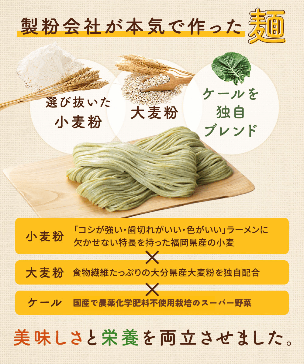 【ワンコインお試し500円】たいようの大麦ケール麺 お試しセット